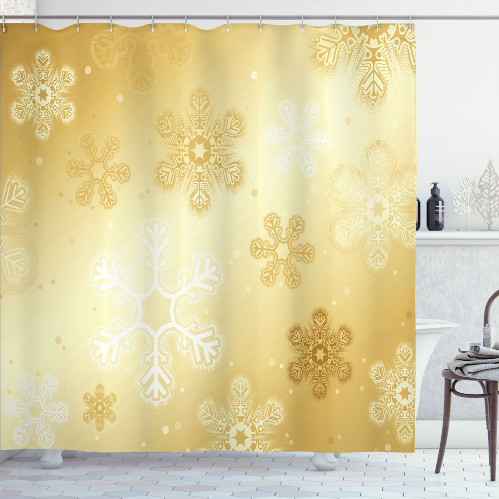 Christmas Snowflakes in a Blend of Sand Brown and White - Shower Curtain Upgrade