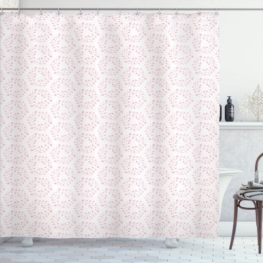 Botanical Beauty: Romantic Dandelion Flower Shower Curtain in Pale Rose and Baby Pink