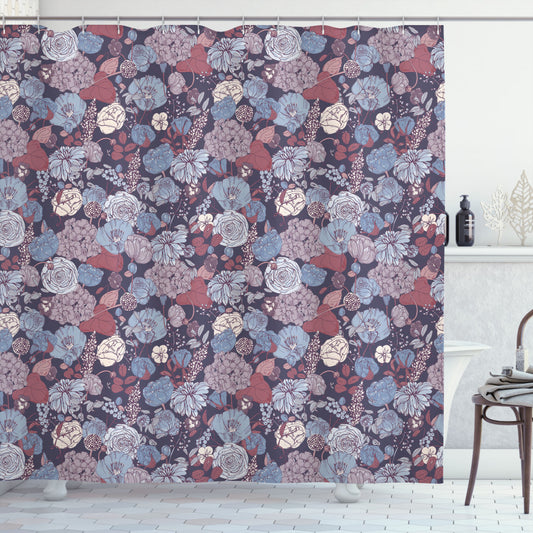 Vintage Multicolor Romantic Flowers Garden Shower Curtain