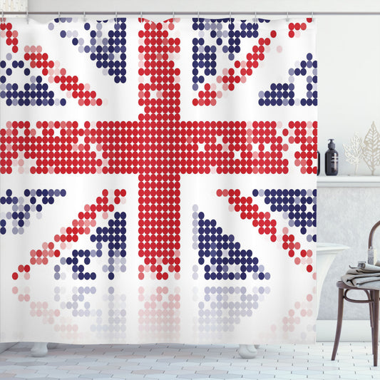 British Indigo White Red Grunge Kingdom Flag Shower Curtain