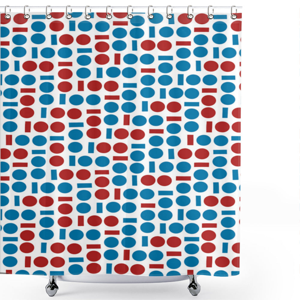 Abstract Geometric Modern Forms in Blue and Red: Stylish Shower Curtains