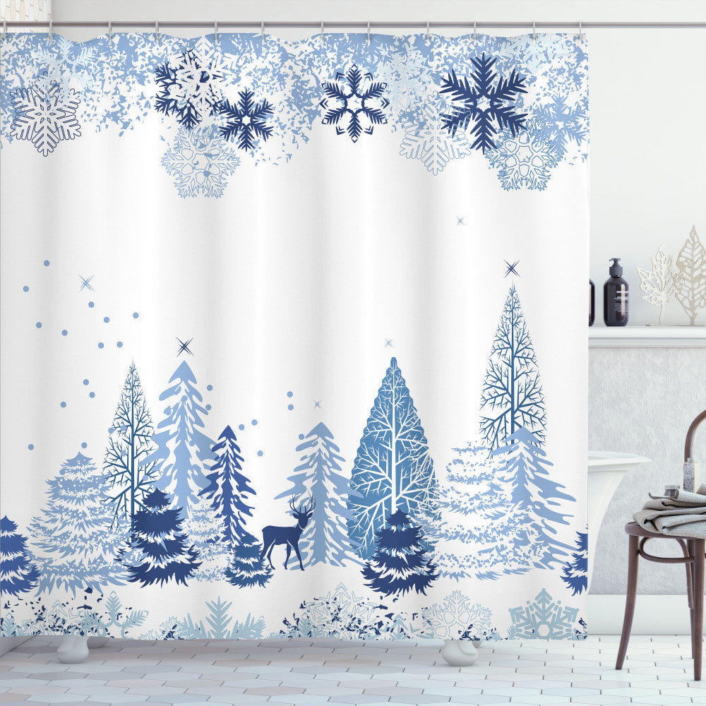 Christmas Multicolor Winter Forest Shower Curtain