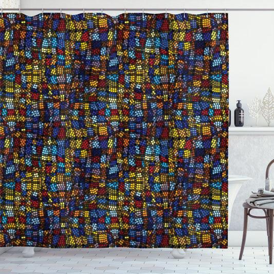 Antique Multicolor Victorian Mosaic Tiles Shower Curtain