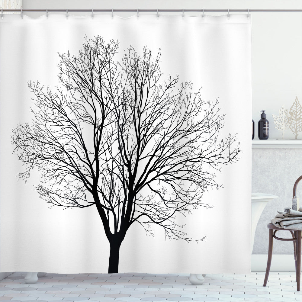 Barren Maple Tree Black and White Shower Curtain