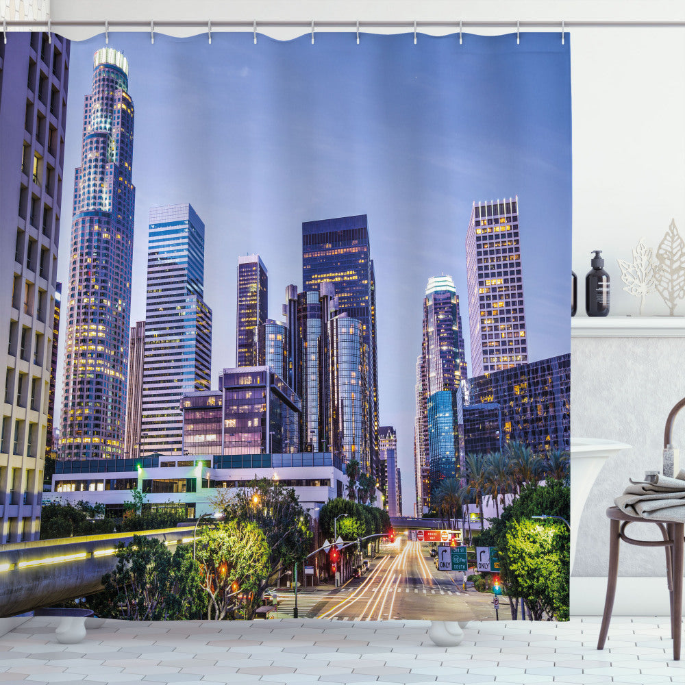 City Multicolor California Avenue Trees Shower Curtain