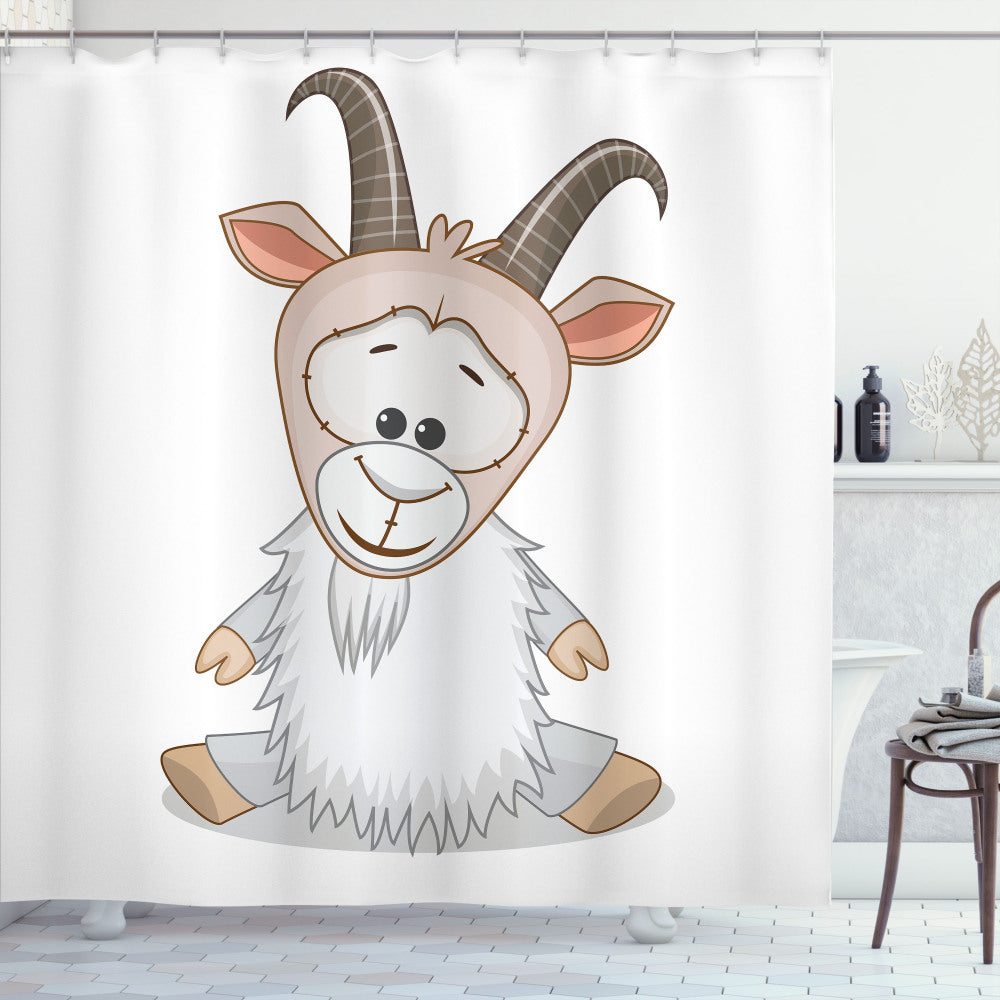 Cheerful Baby Ibex Multicolor Goat Shower Curtain