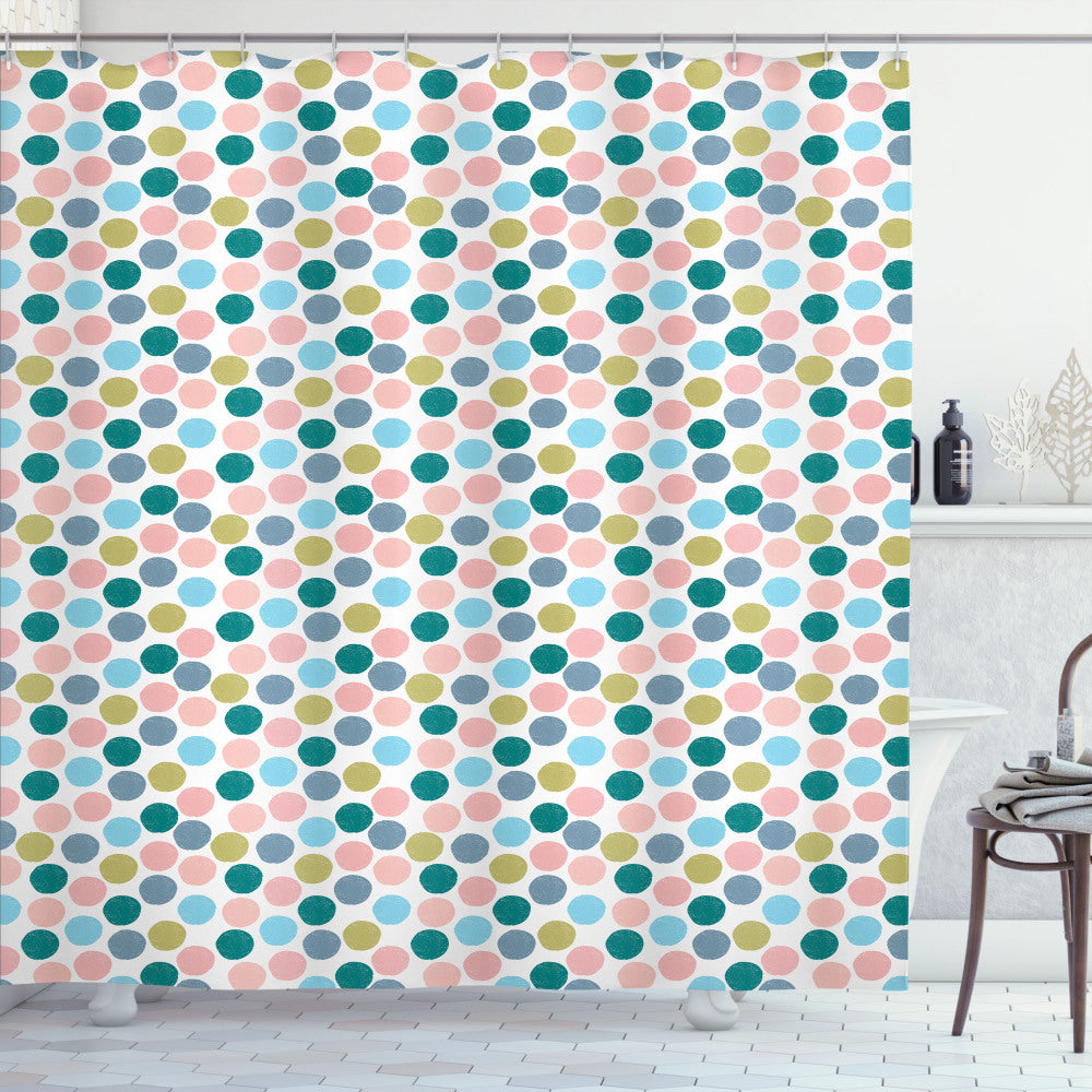 Abstract Pastel Big Polka Dots Art Multicolor Shower Curtain