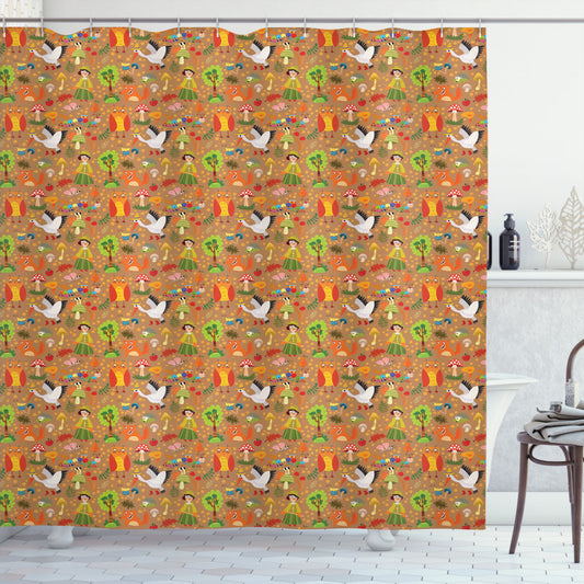 Animals of the Multicolor Autumn Forest: A Vibrant Shower Curtain Collection