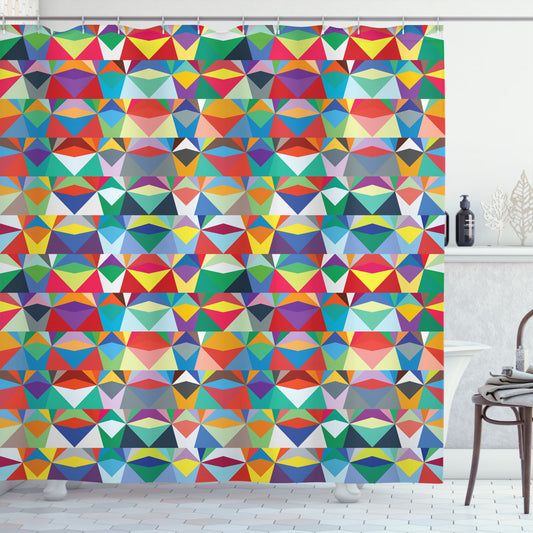 Vibrant Chevron Triangles Shower Curtain: Colorful and Multicolored Design