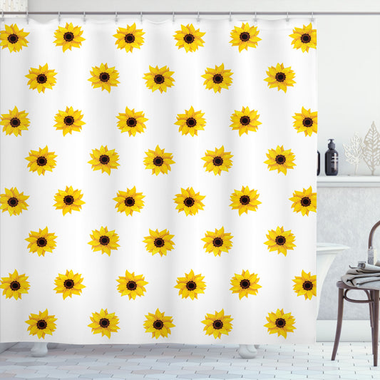 Yellow Sunflower Pattern Shower Curtain - Embrace Nature's Beauty in Your Bathroom