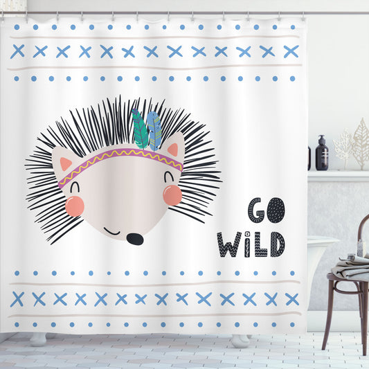 Wild Hedgehog Scandinavian Multicolor Shower Curtain