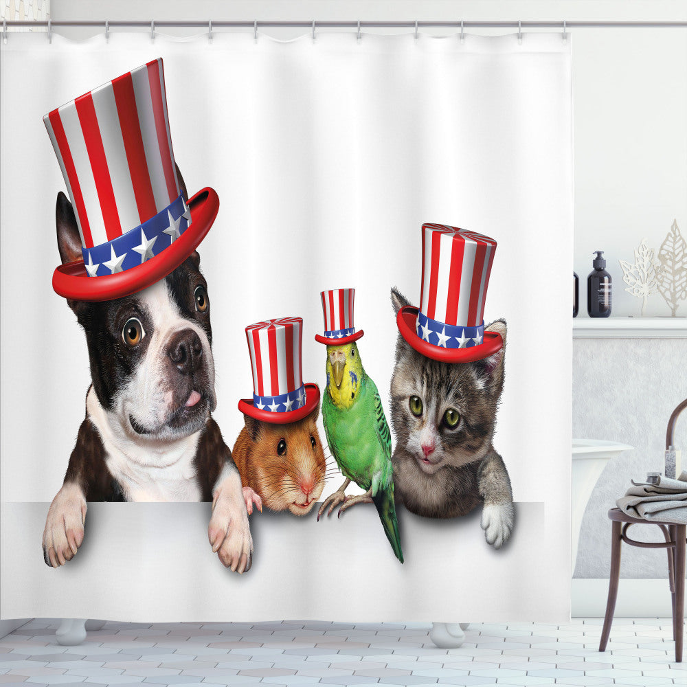 American Pets Celebrate Fourth of July with Multicolor Shower Curtains