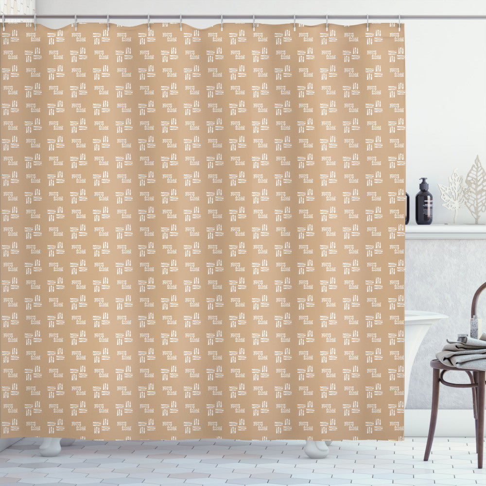 Abstract Tan and White Modern Wavy Grunge Lines Shower Curtain