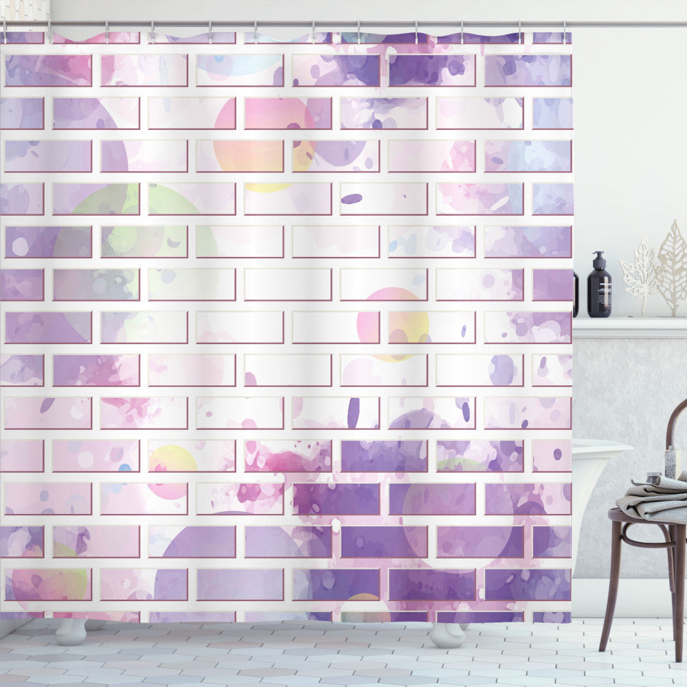 Vector Graffiti Brick Wall Lavender and Violet Shower Curtain