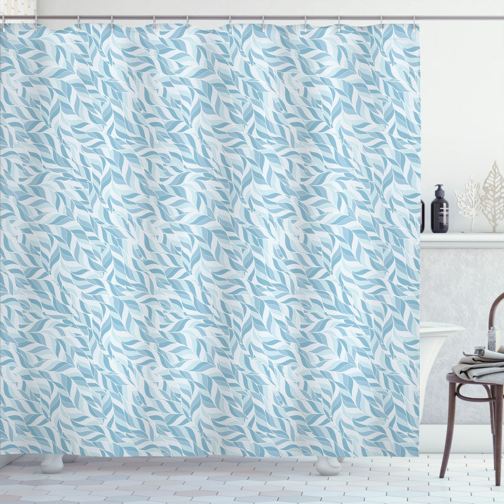 Vintage Nature Growth: Baby Blue Leaves Shower Curtain