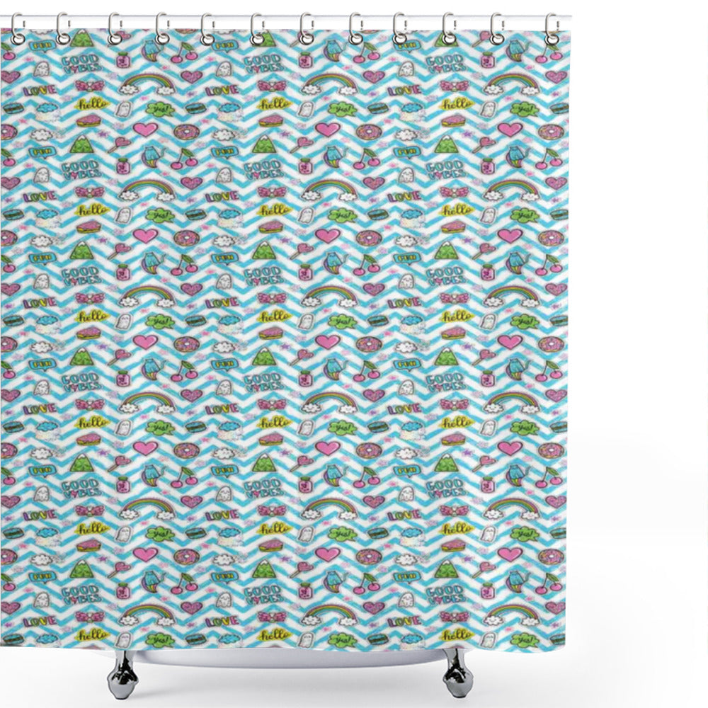 Chill Out with a Splash of Humor: Multicolored Doodle Shower Curtain