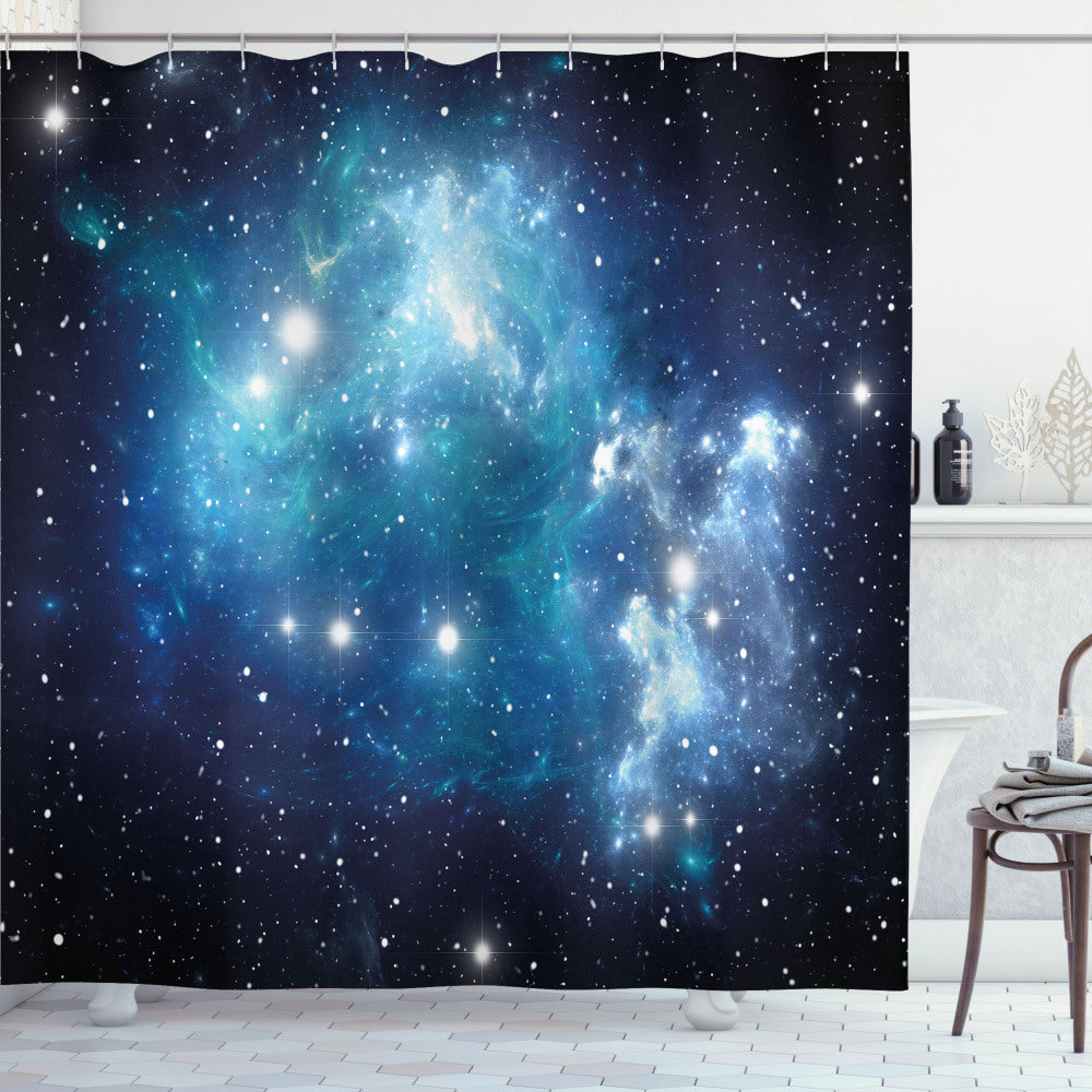 Blue Space Mystical Supernova Stars Shower Curtain