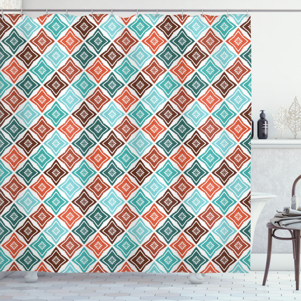 Bohemian Pastel Retro Grunge Multicolor Shower Curtain