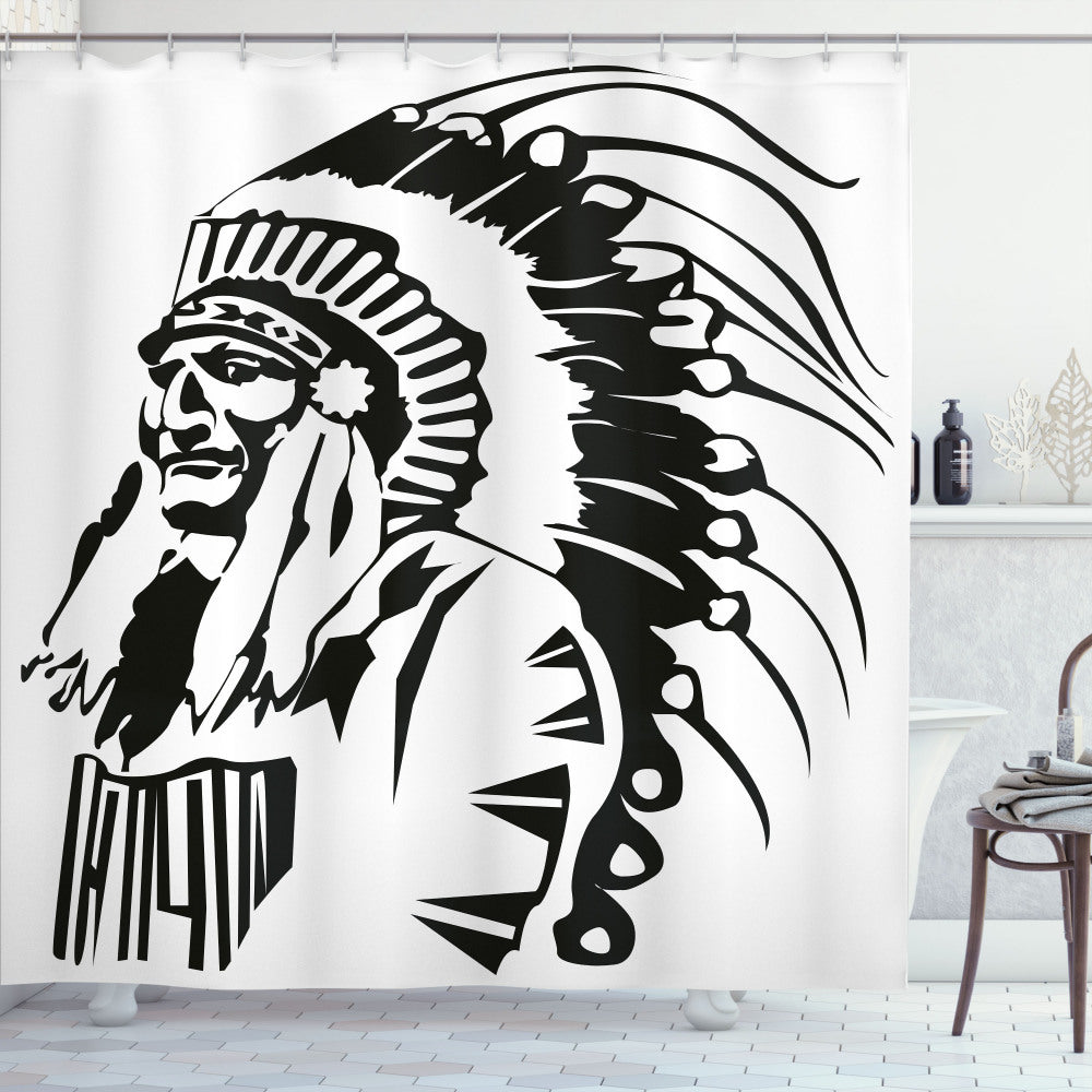 Chef Combines Tribal, White, and Black Elements in Stylish Shower Curtain