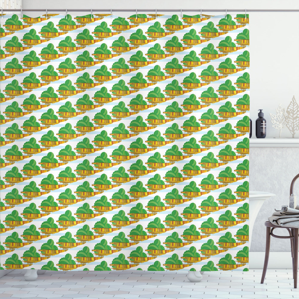 Alligator Family Multicolor Bushes Shower Curtain