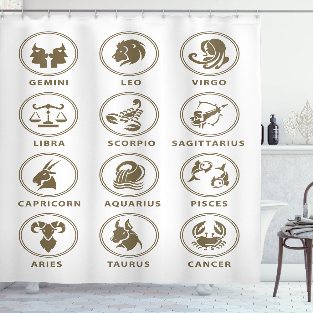 Classic Zodiac Astrology Chart Sepia and White Shower Curtain