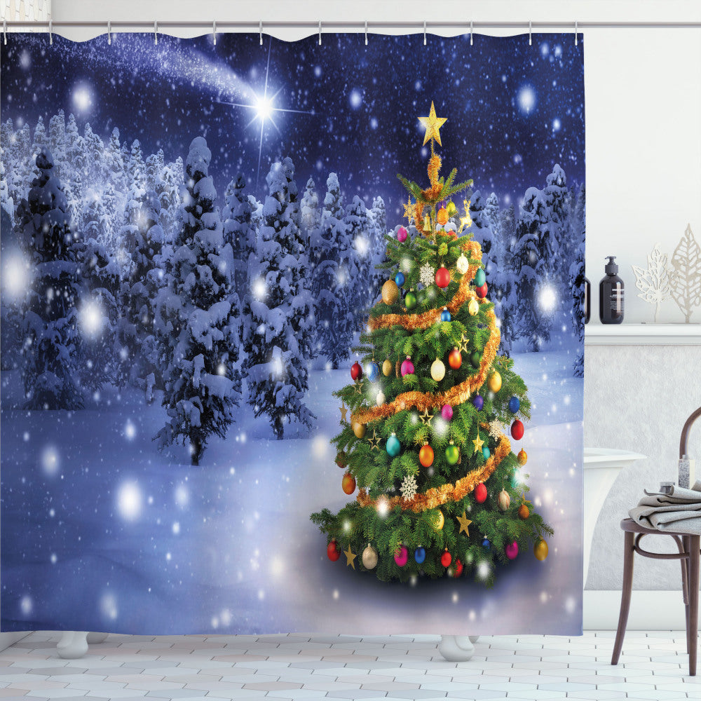 Christmas Elf Noel Winter Theme Multicolor Shower Curtain