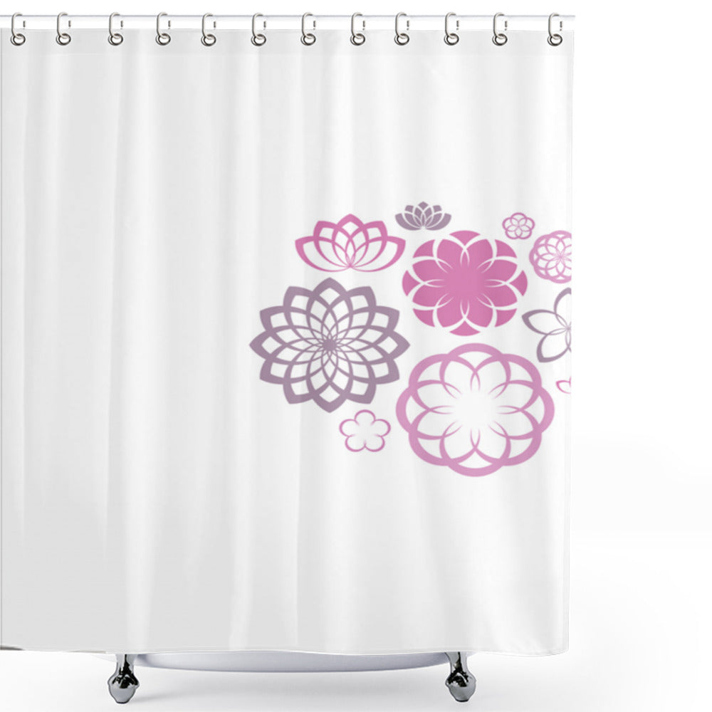 Chrysanthemums and Lilies Bath Curtain with Dahlia, Dried Rose, and Fuchsia Accents