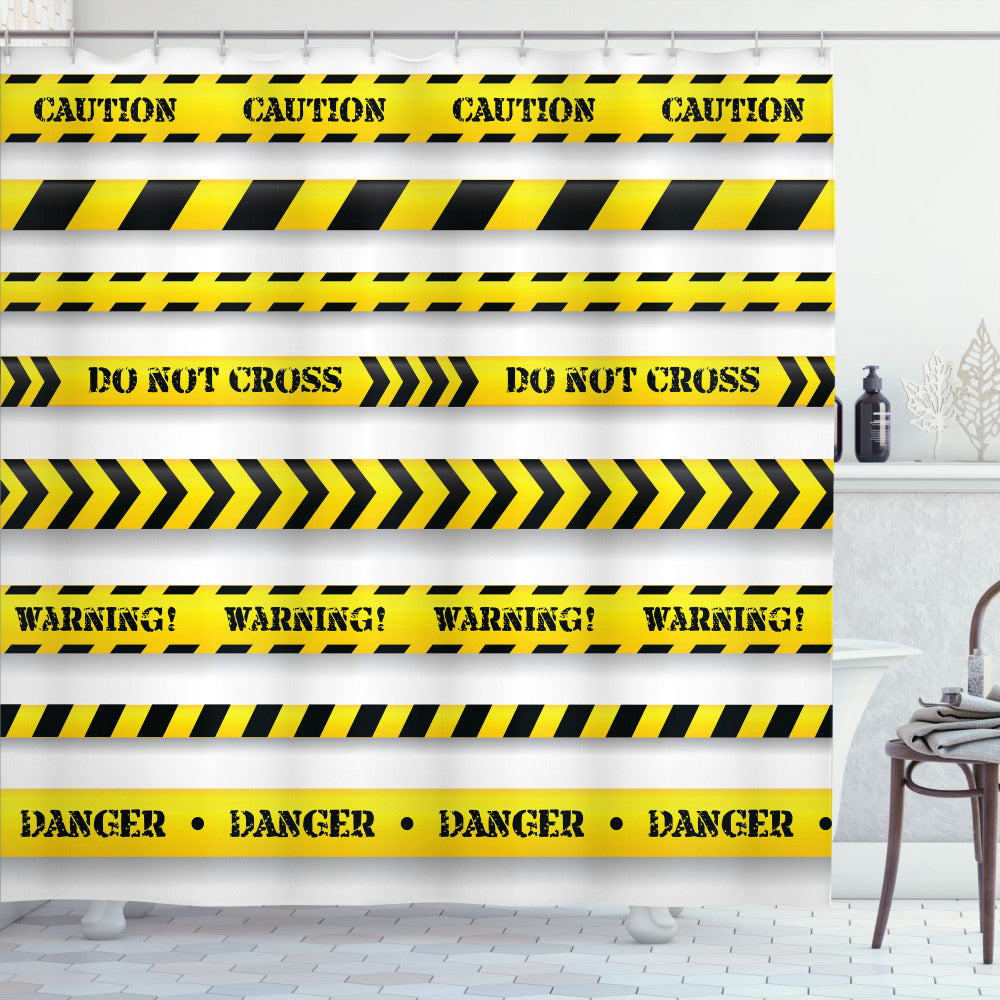 Yellow and Black Caution Tapes Pattern Shower Curtain