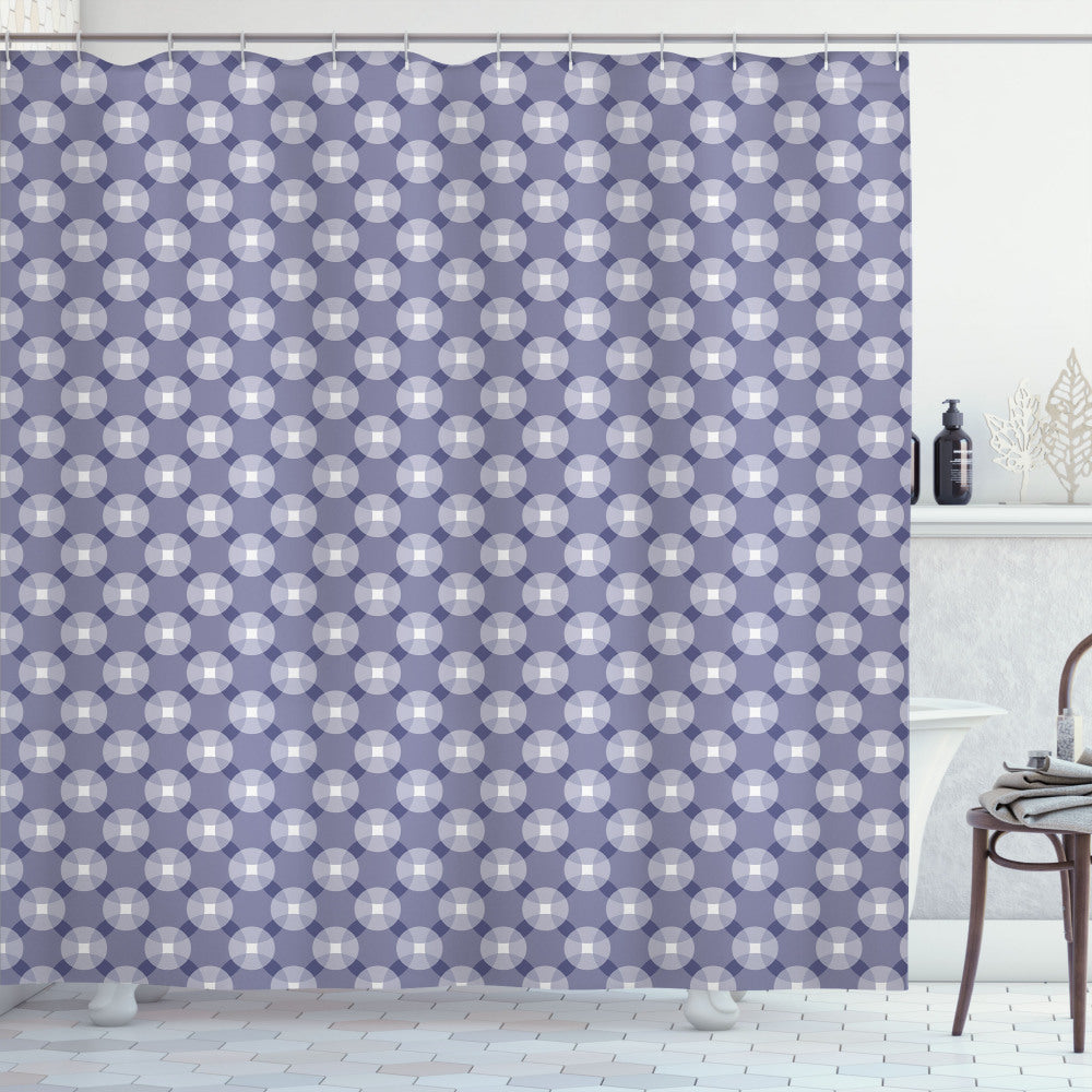 Abstract Polka Dot Motifs in Dark Indigo and Pale Purple-Blue Shower Curtain