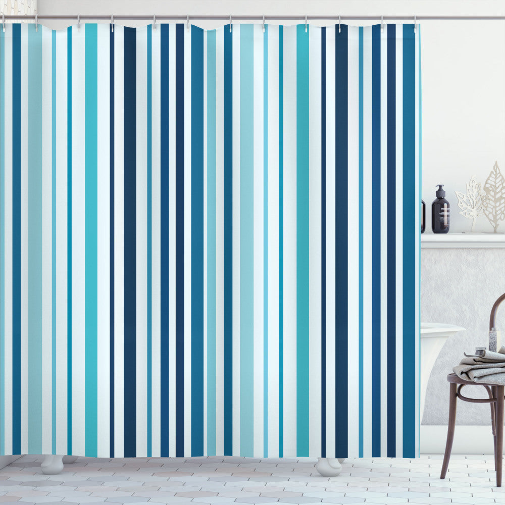 Abstract Striped Pastel Toned Dark Blue Sky Shower Curtain