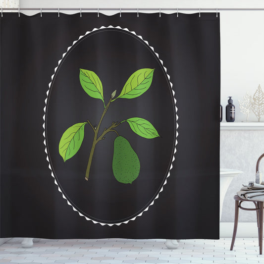 Avocado Green Alligator Pear Tree Charcoal Grey Shower Curtain