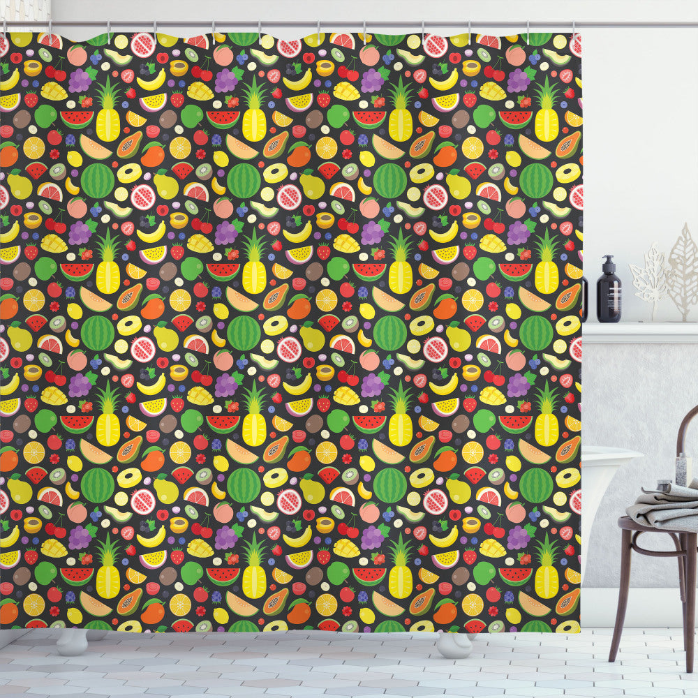 Vibrant Tropical Fruit Multicolor Summer Nature Shower Curtain