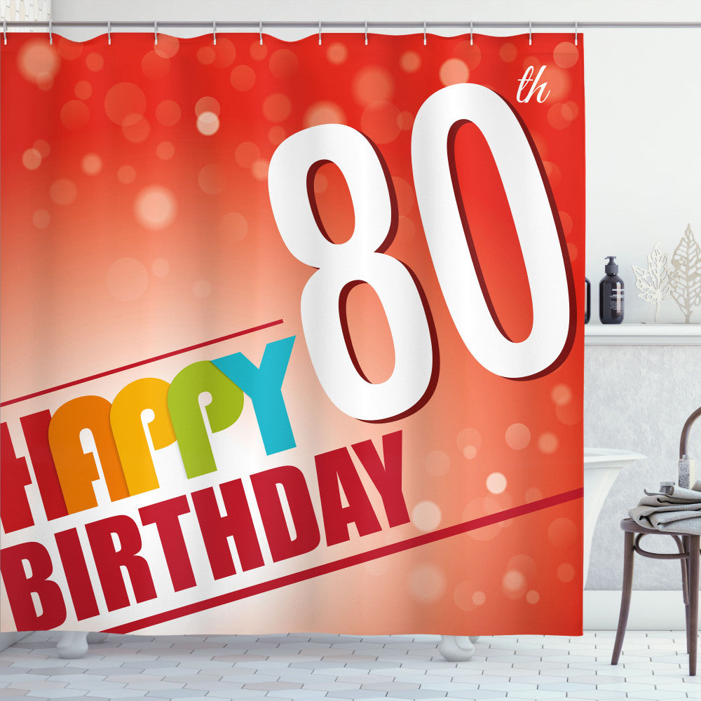 80th Birthday Celebration with Vermilion, White, and Red: Shower Curtain Party