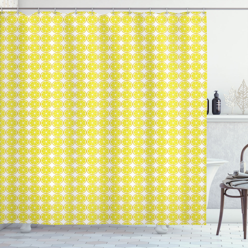 Vibrant Lemons and Citrus Energy Art: A Fusion of Yellow, Pale Earth Yellow, and White in Shower Curtain Design