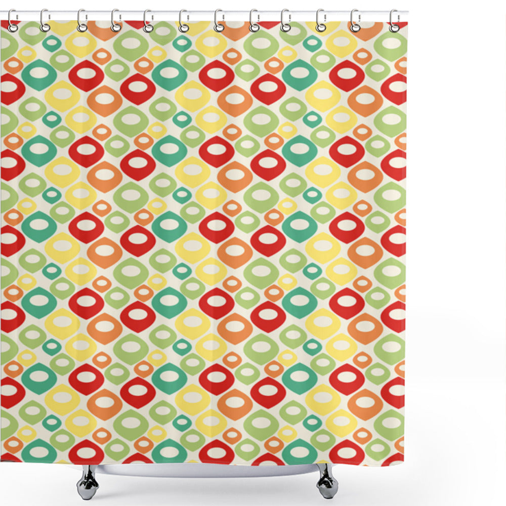 Abstract and Multicolored Geometrical Shapes Modern Bath Curtain