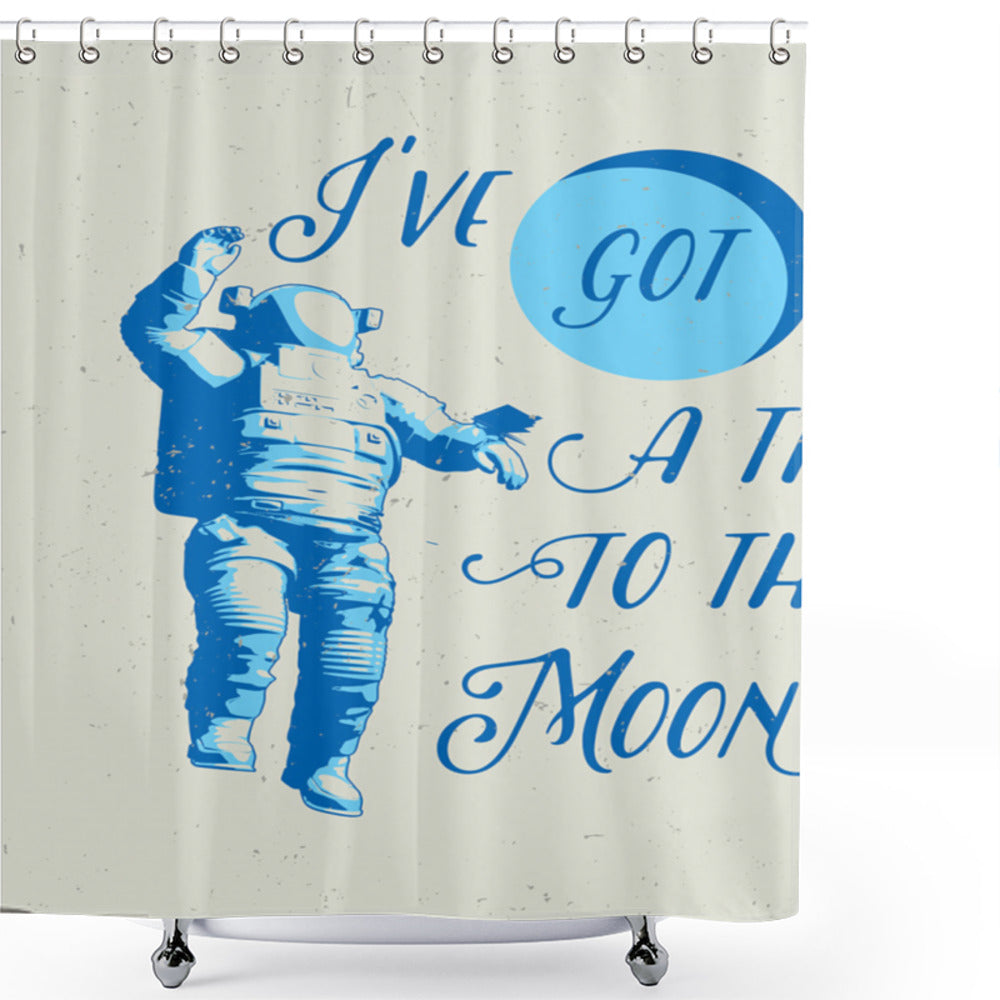 Astronaut-Inspired Shower Curtain: Embark on a Journey to the Pale Blue and White Moon