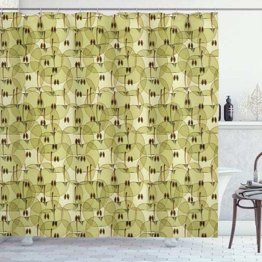 Apple Brown and Khaki Abstract Autumn Garden Shower Curtain