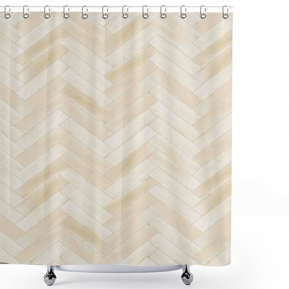 Beige Chevron Oak Parquet Art Shower Curtain - Product Upgrade