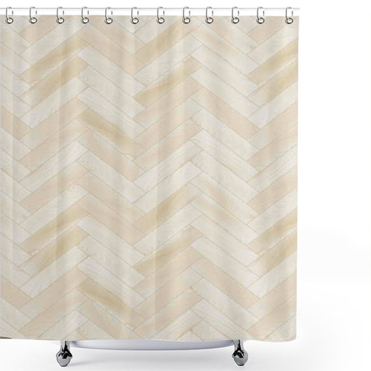 Beige Chevron Oak Parquet Art Shower Curtain - Product Upgrade