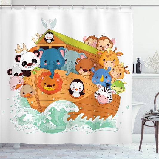 Colorful Ark Lions Cartoon Multicolor Shower Curtain