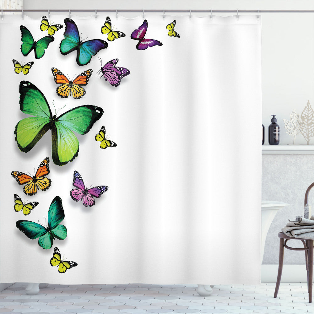 Bohem Wild Butterflies Multicolor Butterfly Shower Curtain