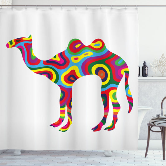 Abstract Camel-Inspired Modern Multicolor Shower Curtain