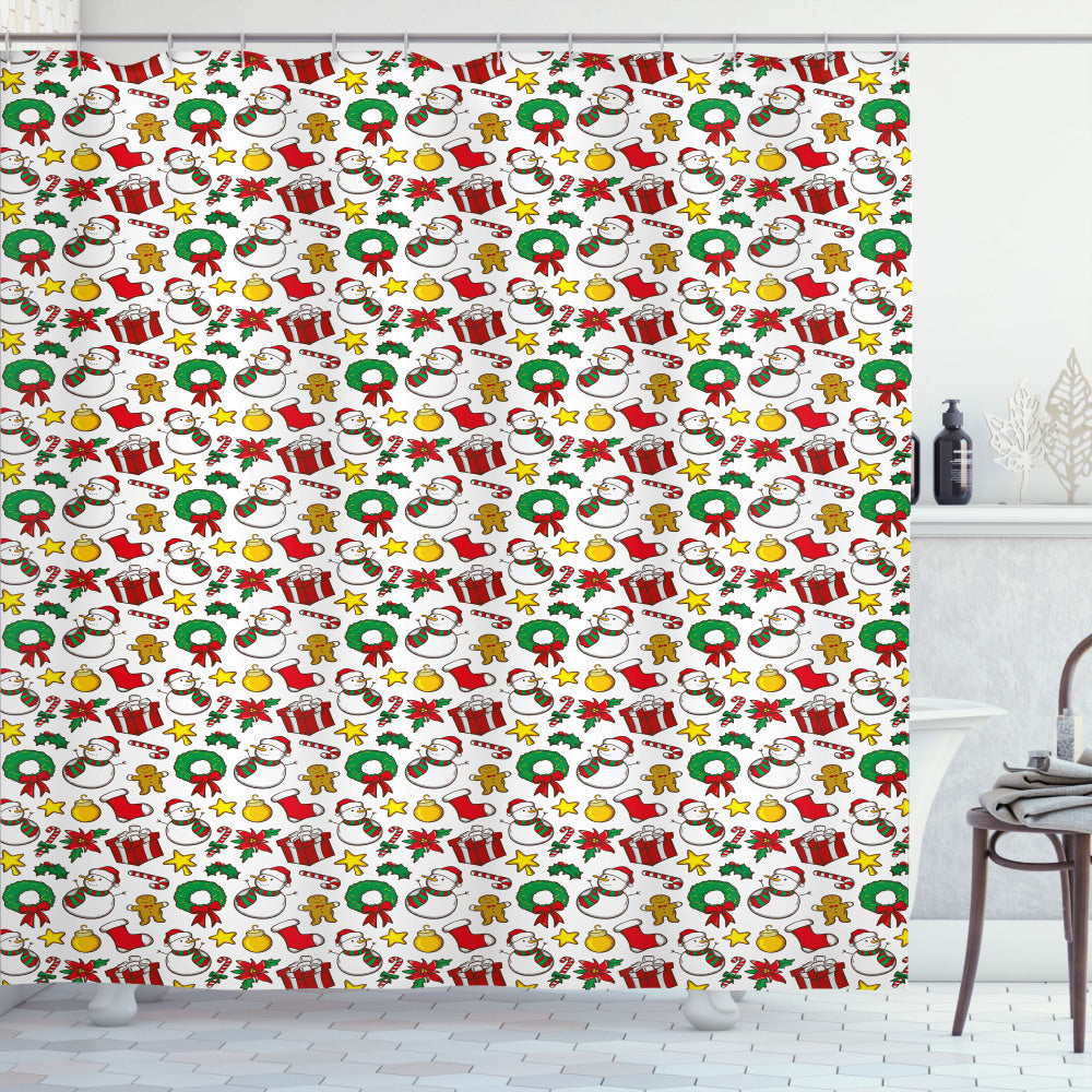 Christmas Poinsettia Multicolor Shower Curtain