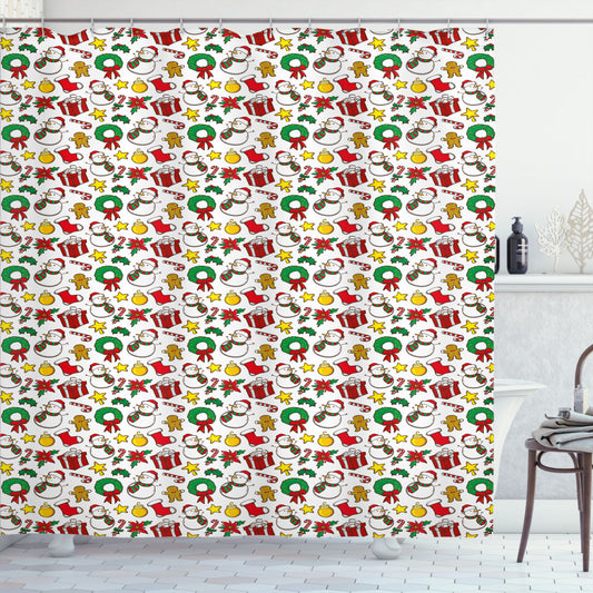 Christmas Poinsettia Multicolor Shower Curtain