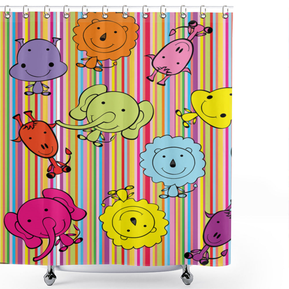 Vibrant Nursery Jungle Multicolor Shower Curtain