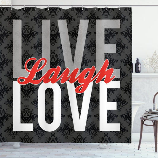 Antique Damask Inspired Live Laugh Love Multicolor Shower Curtain