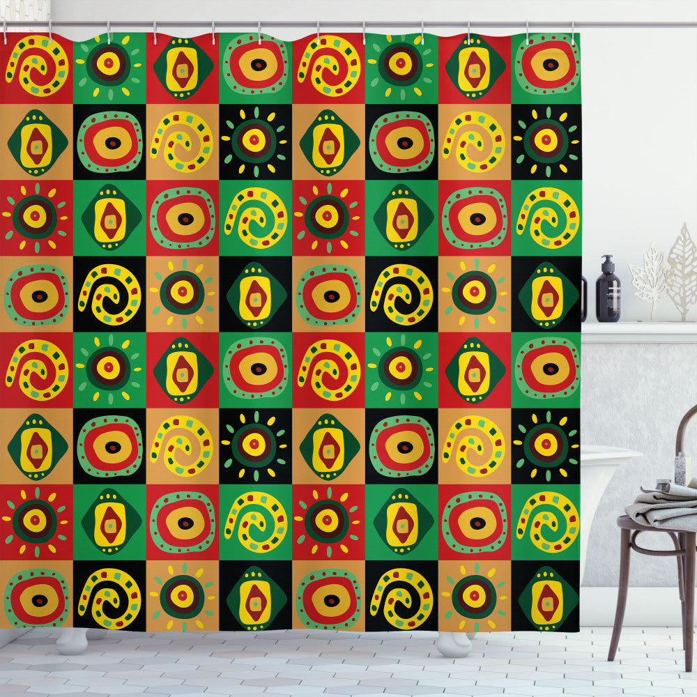 Trippy African-inspired Multicolor Shower Curtain