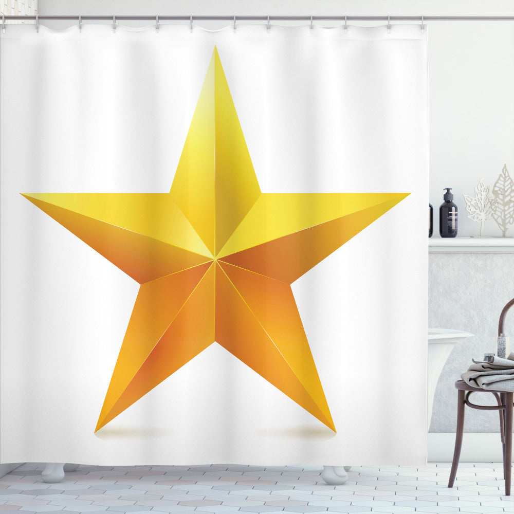 Yellow White Ombre Star Shower Curtain: Brighten Up Your Bathroom with this Single-Panel Design