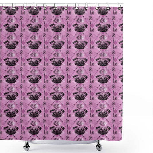 Boho Tribal Arrow Pug Dog Lavender Violet Shower Curtain - Enhancing Your Bathroom Décor