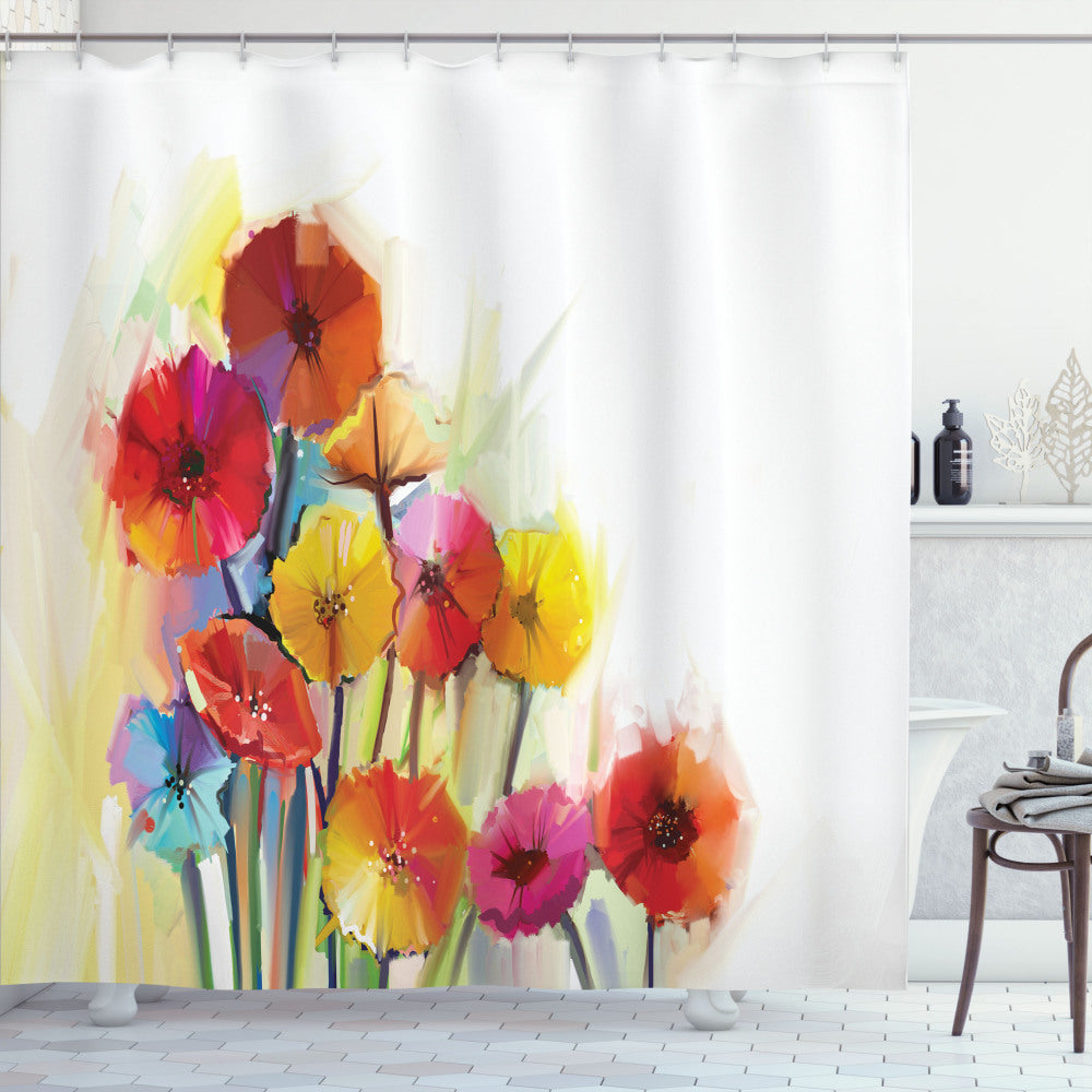 Yellow and Red Gerbera Flower Romance Shower Curtain